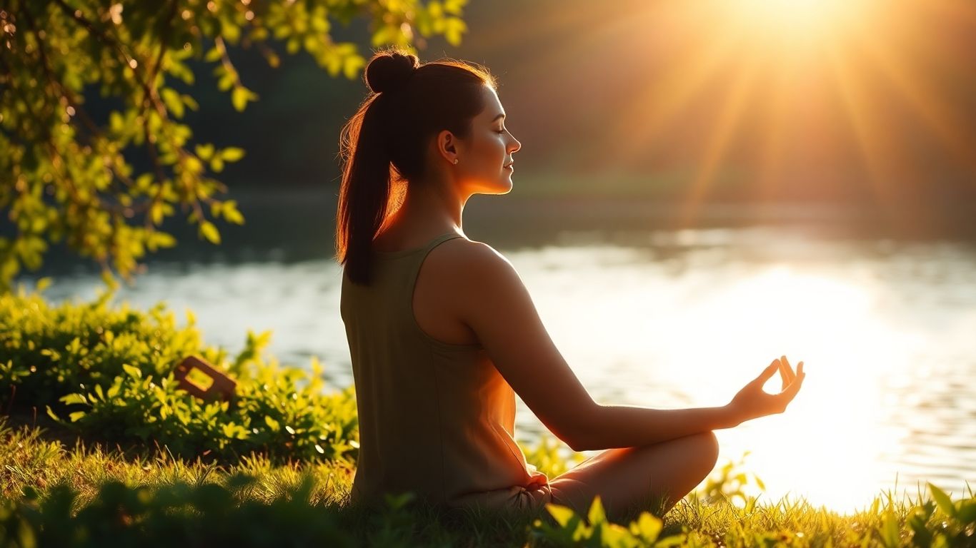 Person meditating peacefully in nature