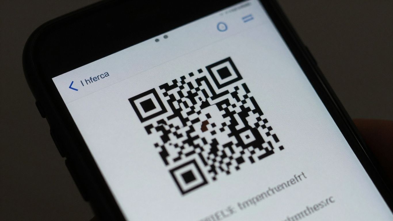 Smartphone displaying PDF with QR code.
