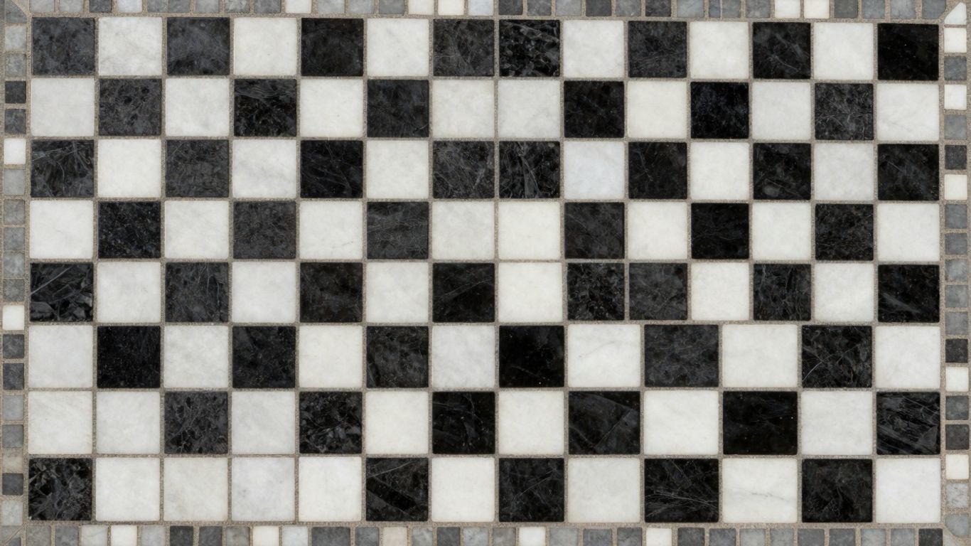 Boceto de baldosas de mosaico en blanco y negro.