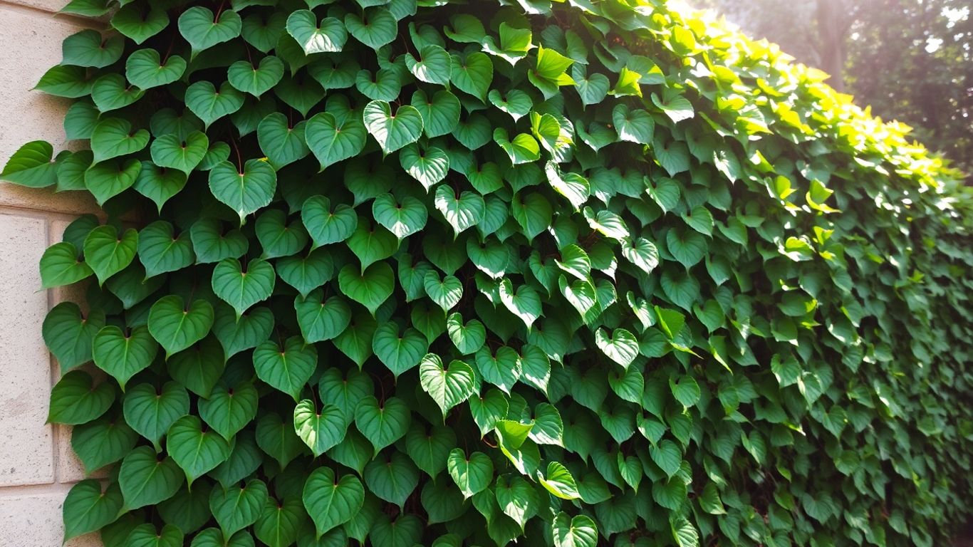 Planta de hera verde exuberante caindo em cascata.