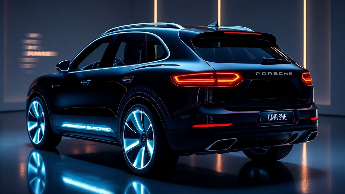 Futuristic Porsche Cayenne Electric with digital luxury interior