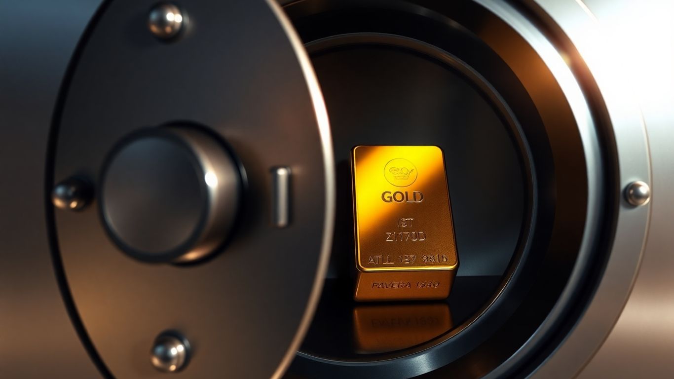 银行金库中的金条。