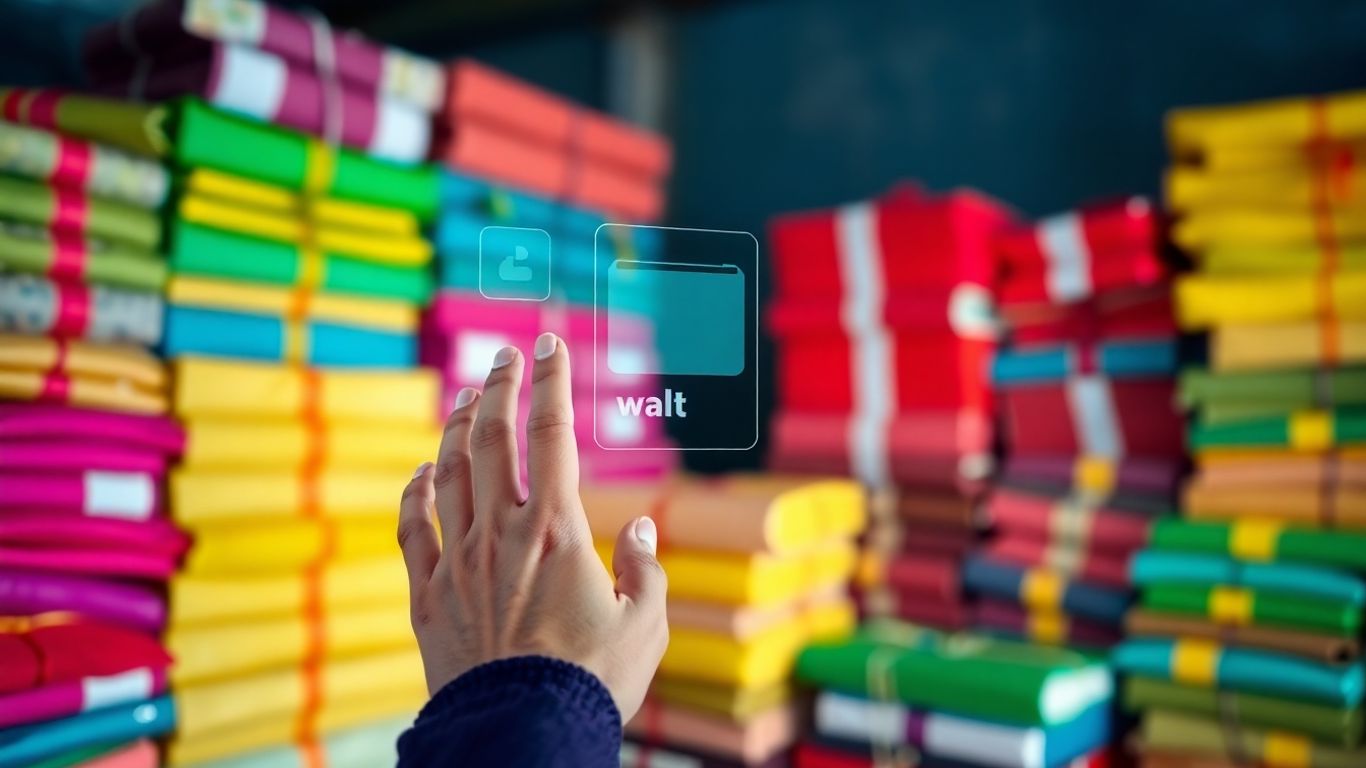 Online shopping with digital wallet and packages.