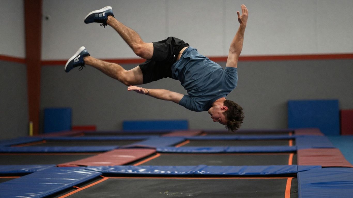 Person jumping on a rebounder for lymphatic health.