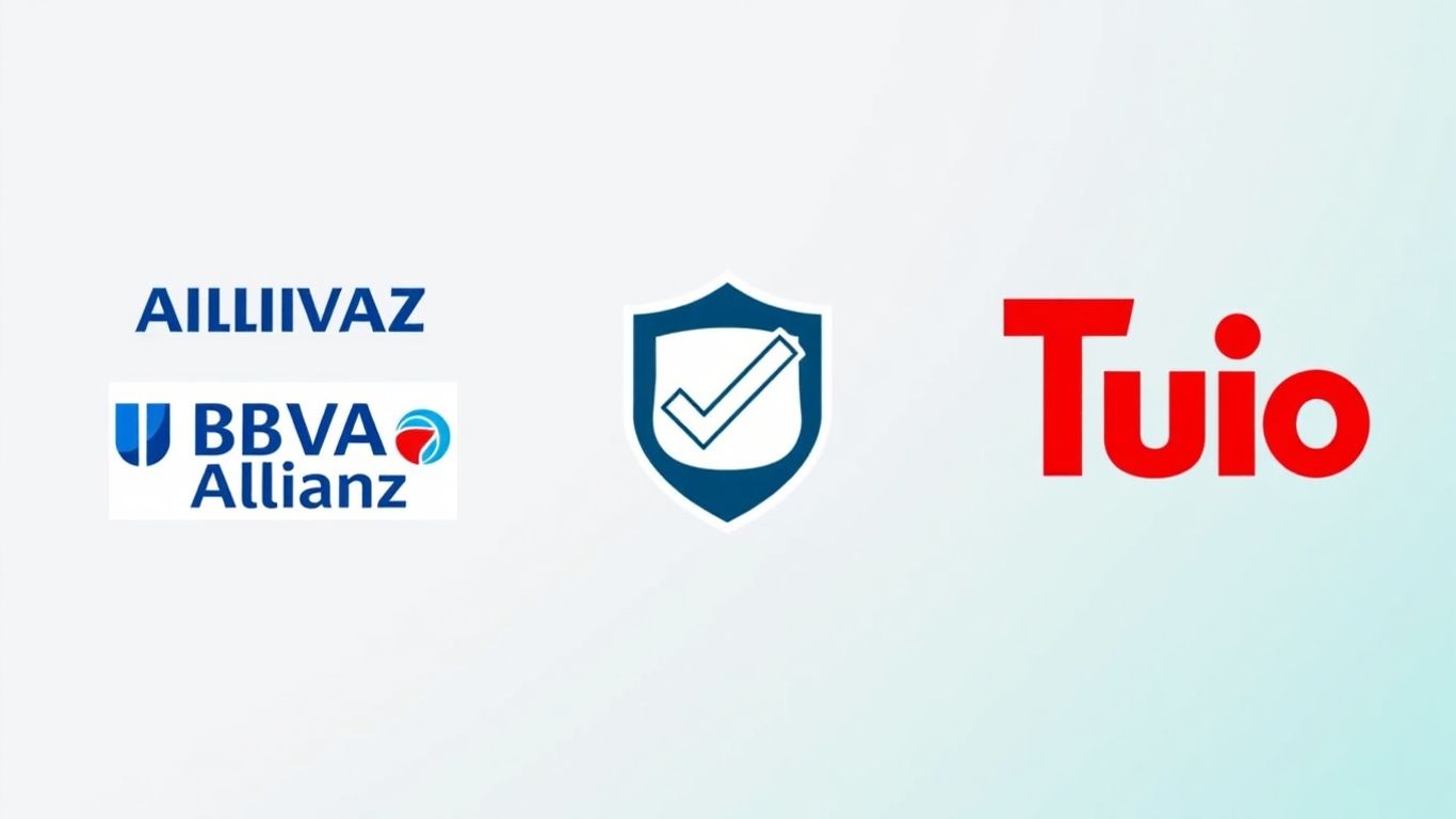 Logos de seguros y escudo de elección segura.