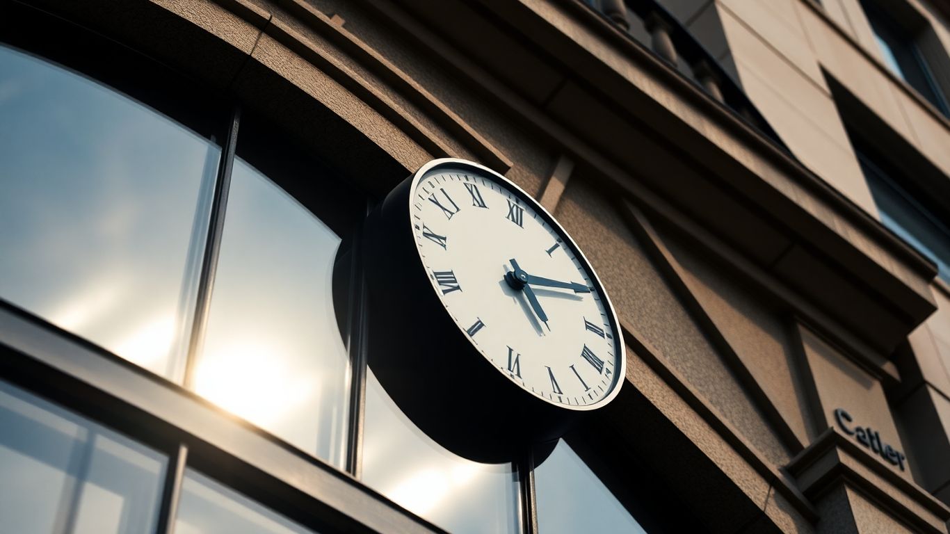 Banque et horloge indiquant octobre