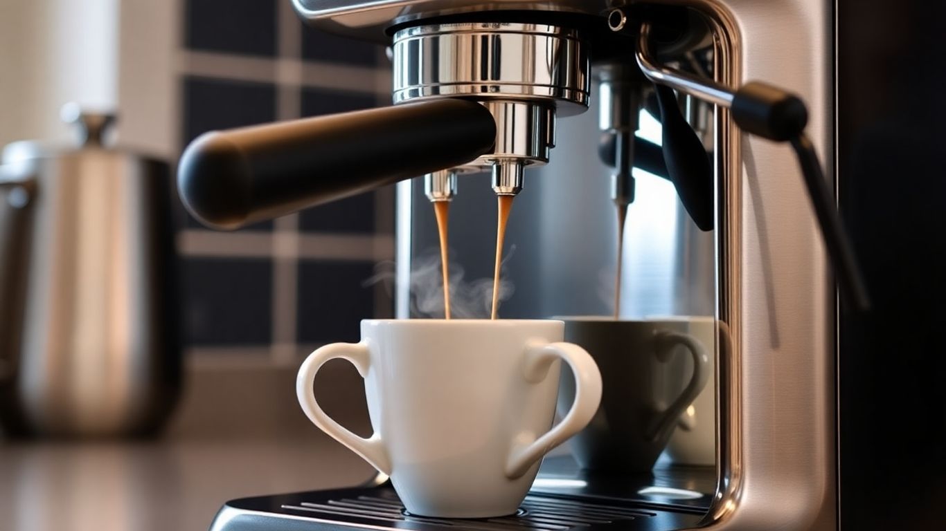 Breville BES880 espresso machine brewing coffee