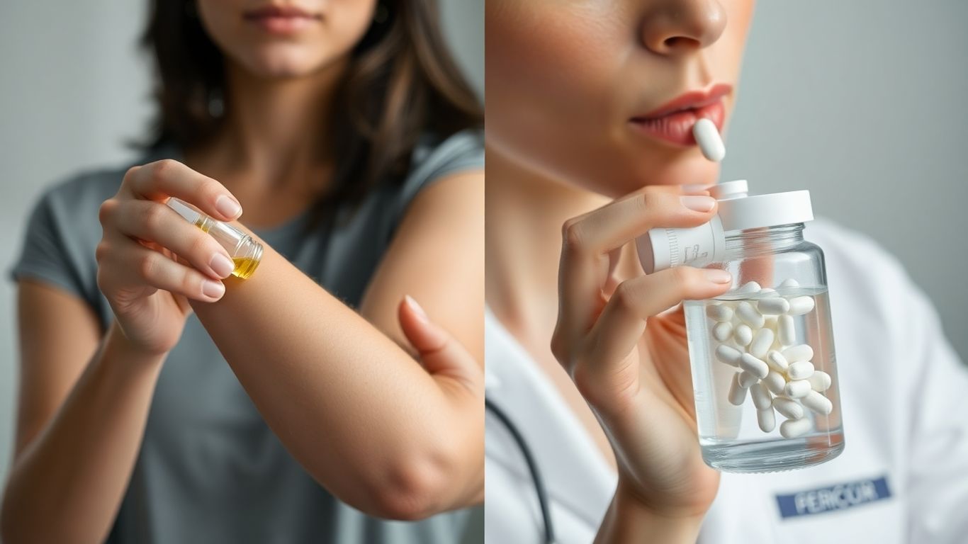 Person using magnesium oil and taking a supplement