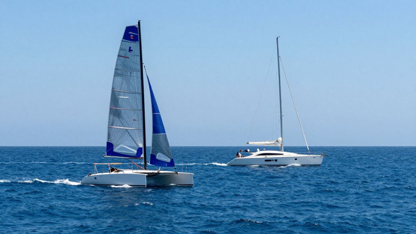 Catamarane și iahturi navigând pe ocean