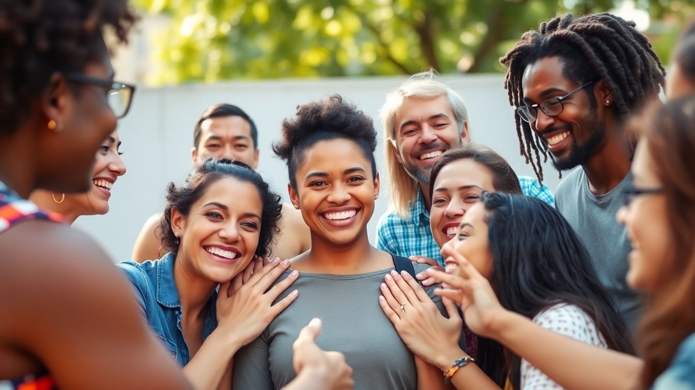 People connecting and supporting each other in a positive environment.