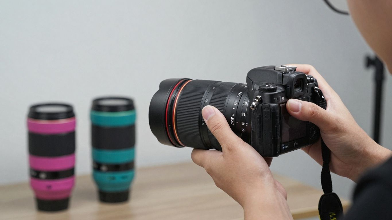 Professional photography setup with camera and product.