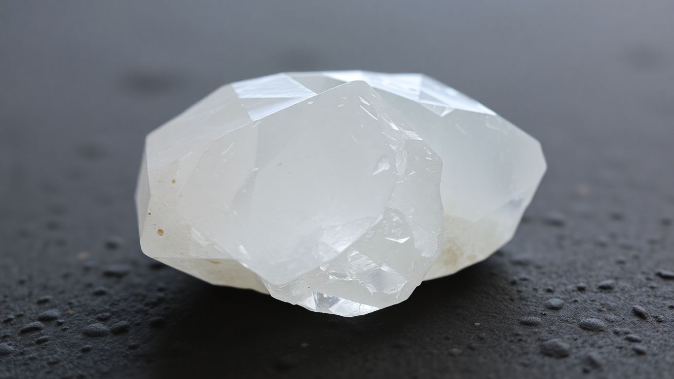 Translucent calcite crystal with natural light.