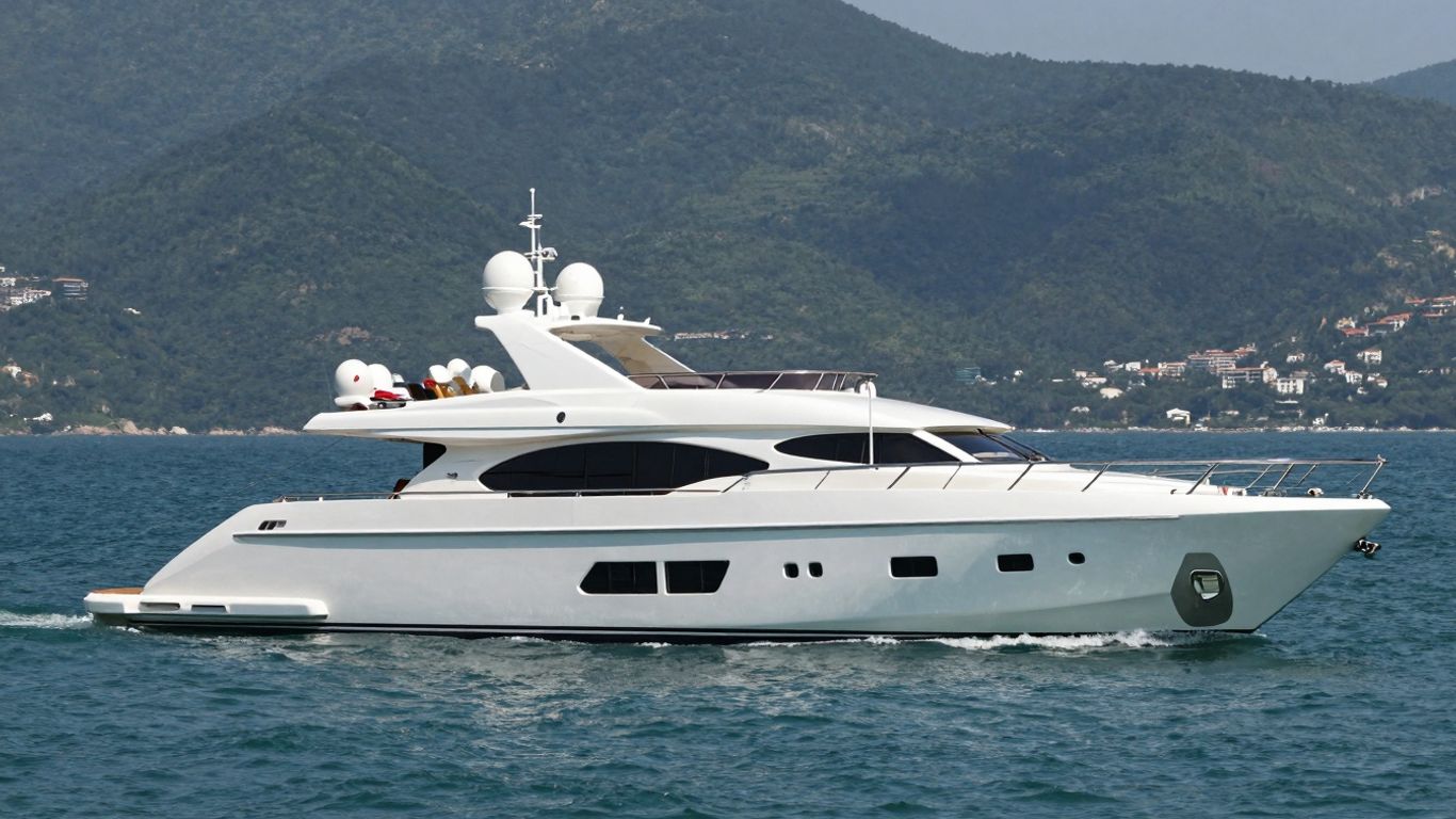 Motor Yacht Katina sailing on a sunny day.