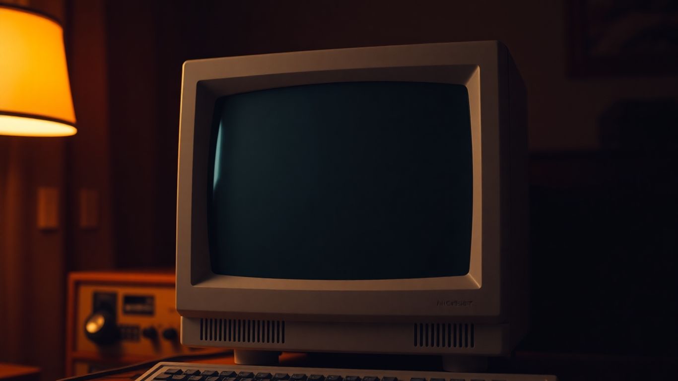 Vintage computer displaying early internet webpage.