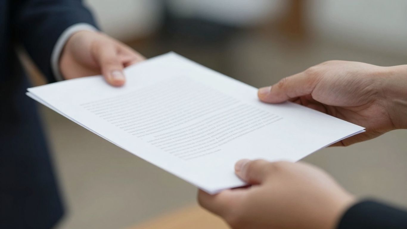 Hands exchanging a document