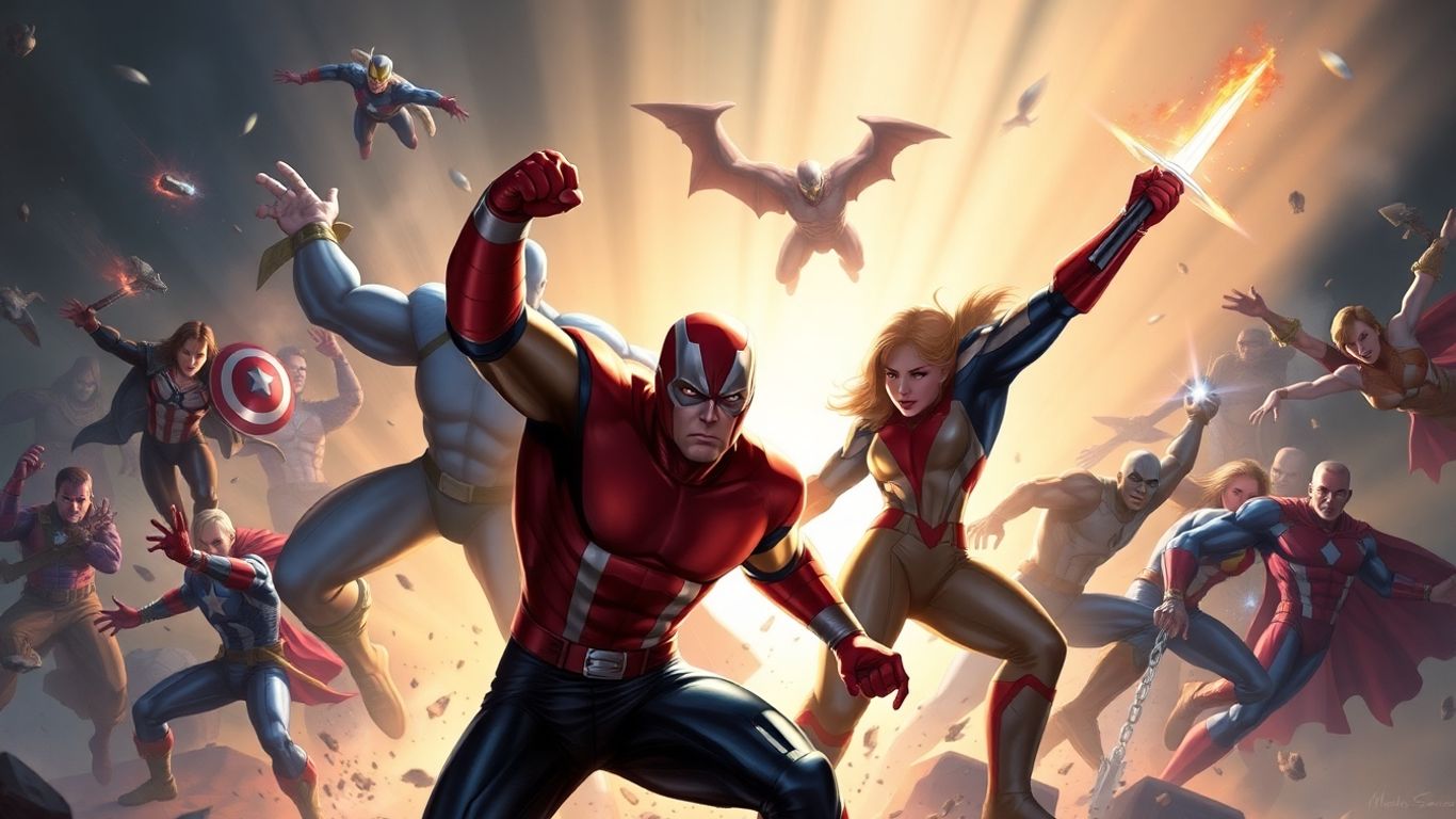 Marvel Heroic RPG heroes in action.