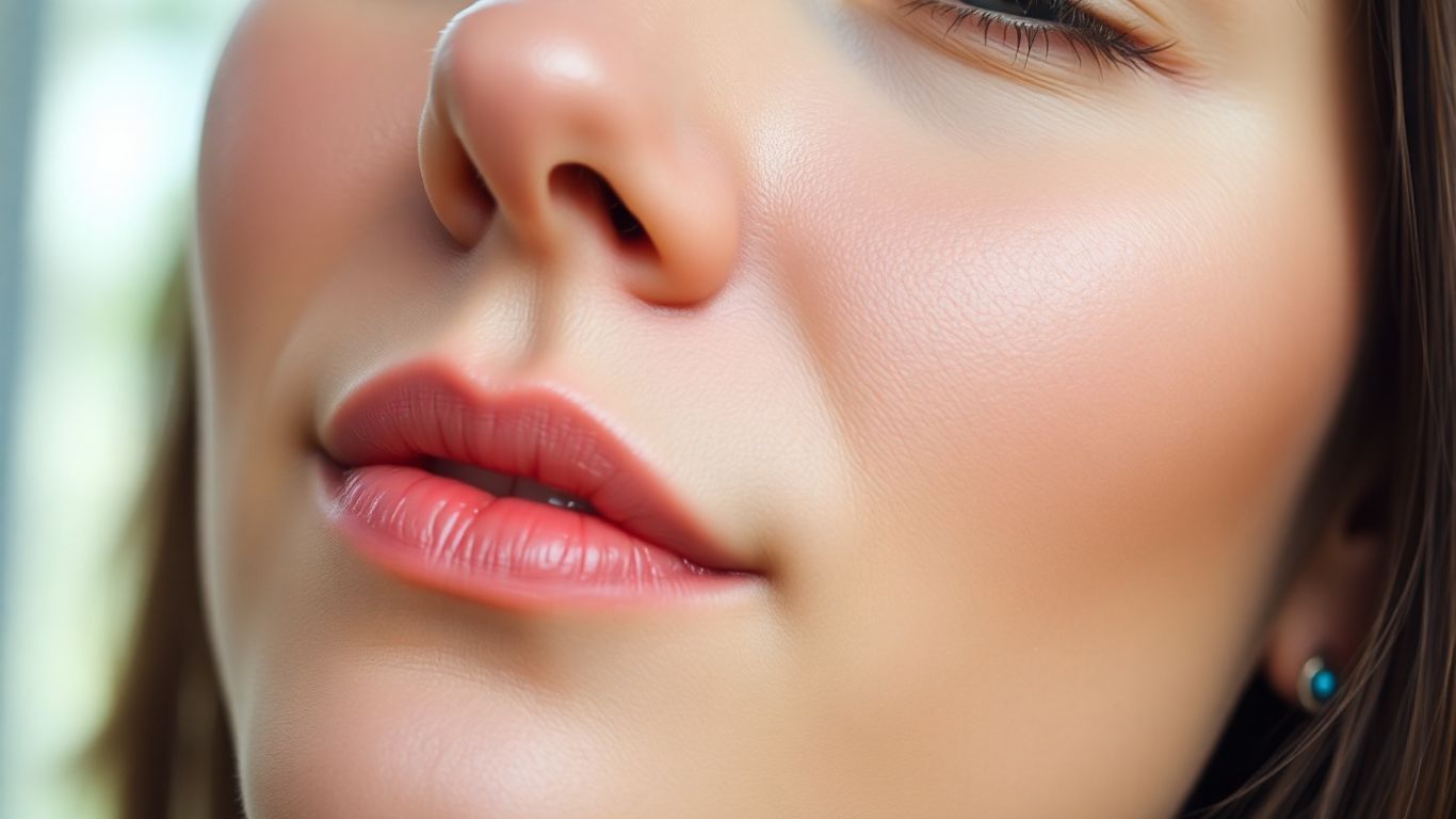 Person's face with healthy, glowing skin.
