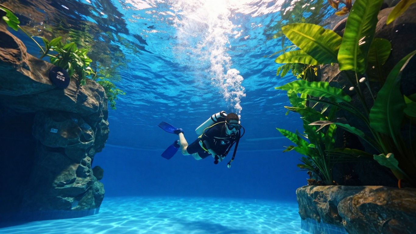 Taucher im Indoor-Tauchzentrum