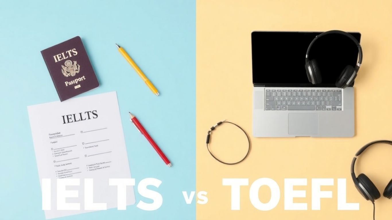 IELTS and TOEFL logos with a transition effect.