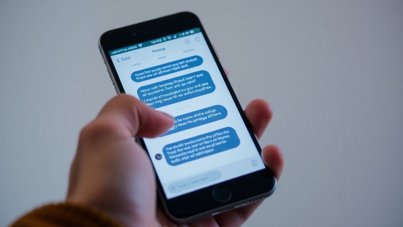 Person interacting with AI chatbot on a smartphone.