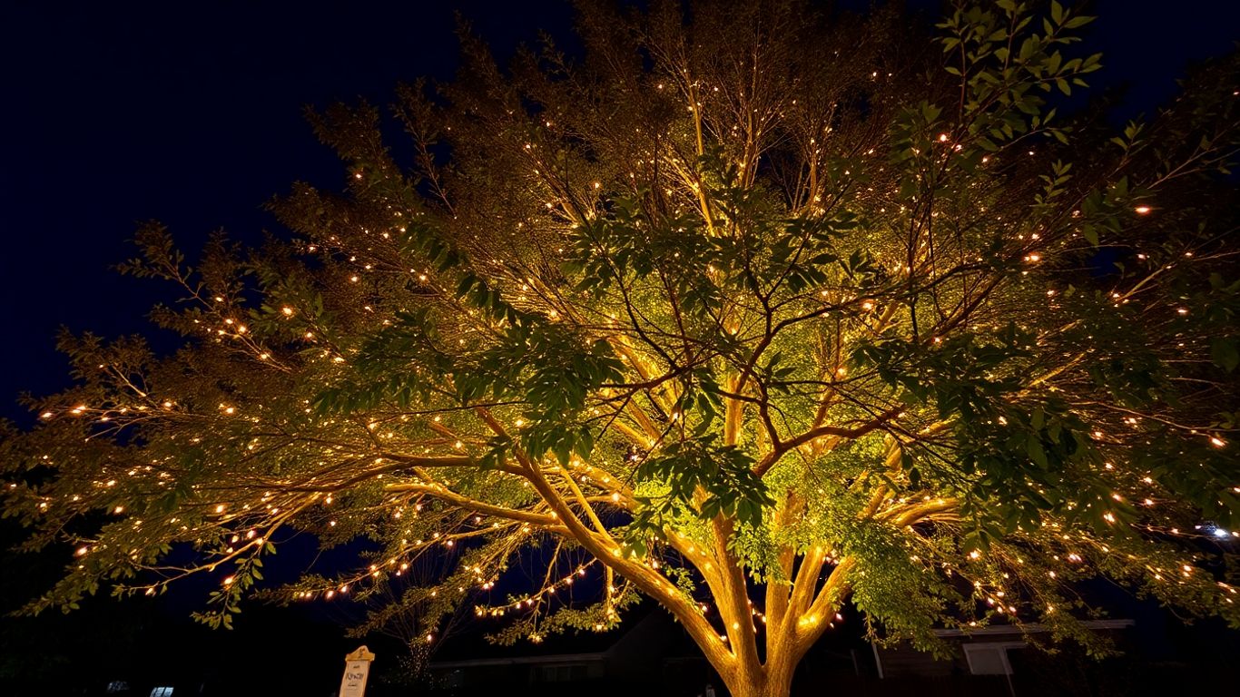 Illuminated tree at night in Ottawa