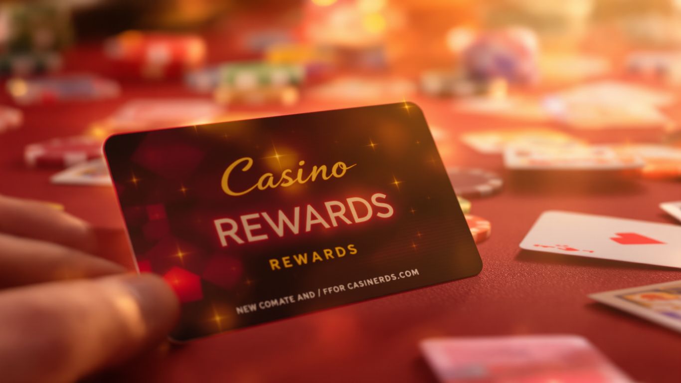 Tarjeta de recompensas de casino con brillo sutil.