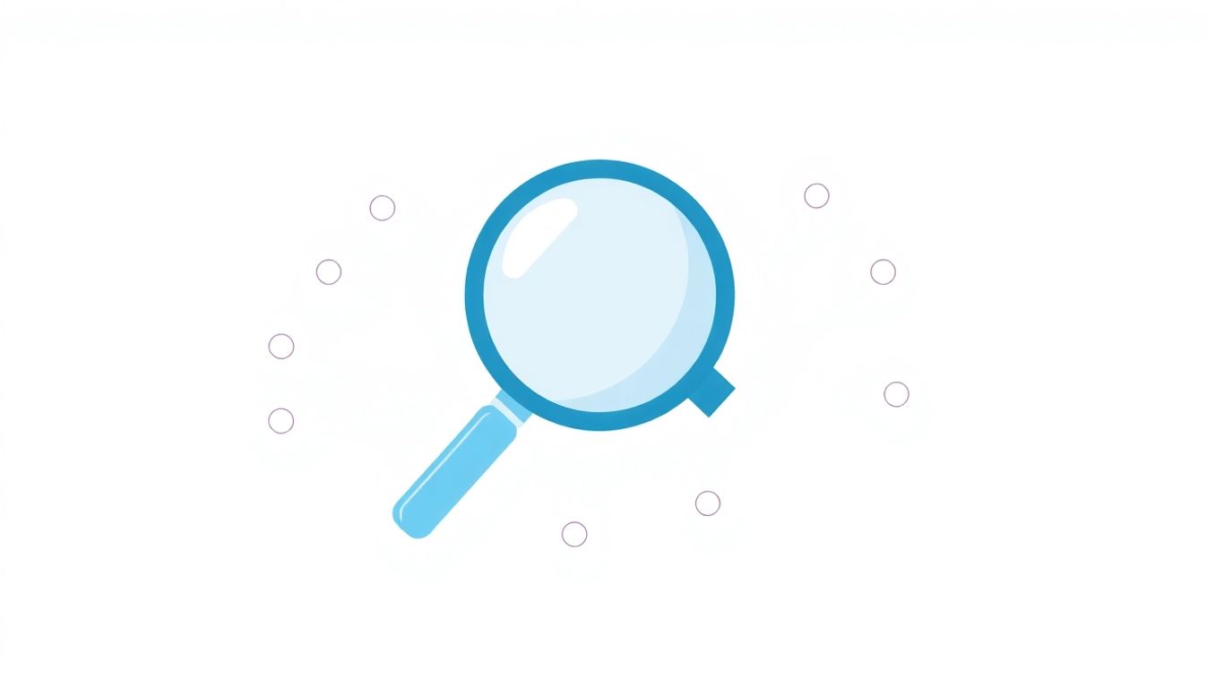 Magnifying glass over website connection network