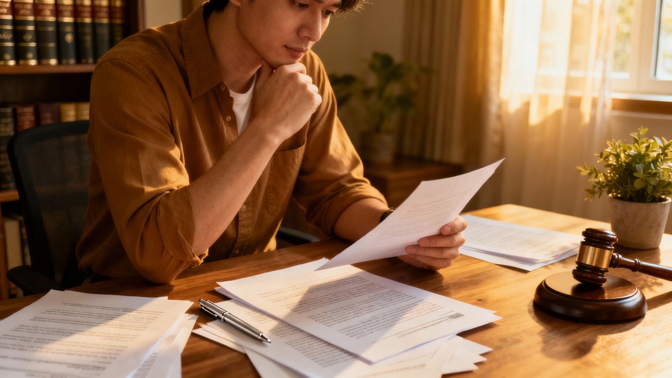 Person reviewing a DIY will kit document at a desk.