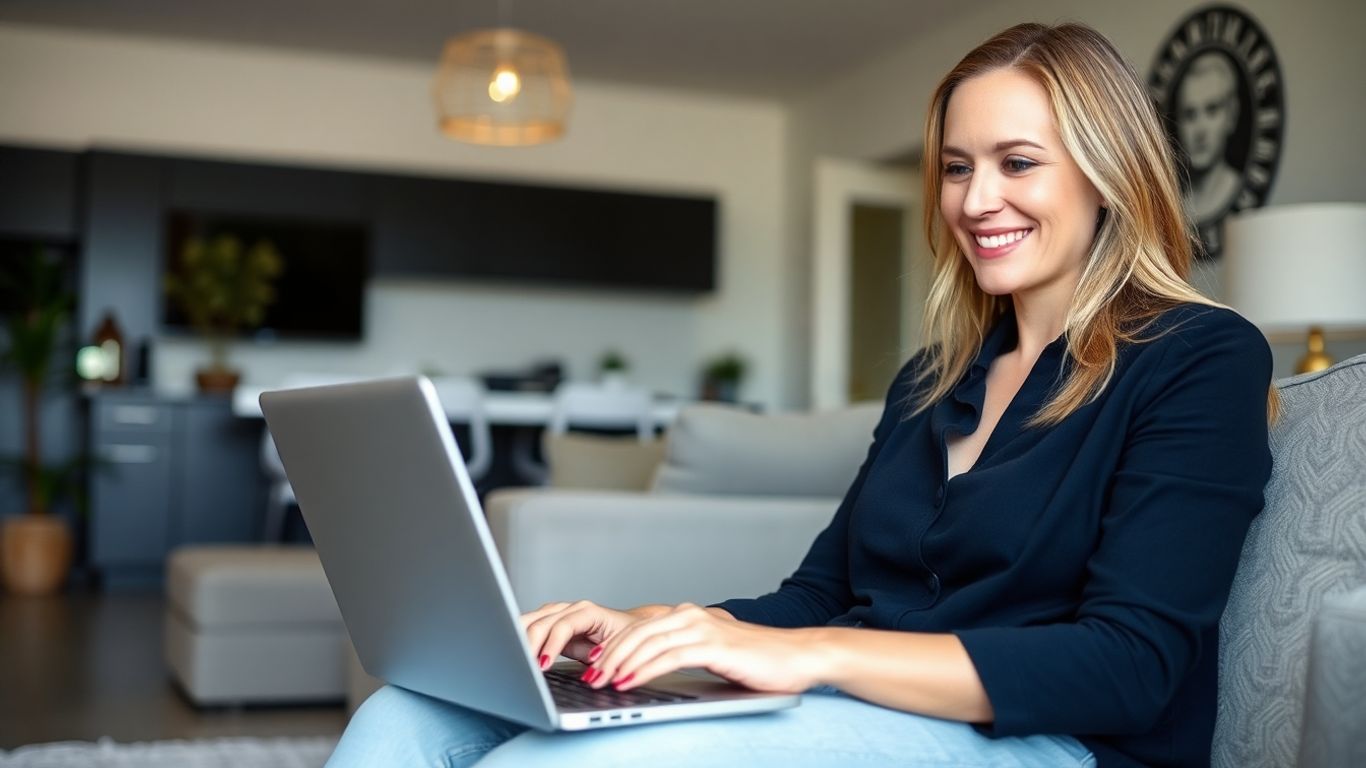 Woman working from home in Australia