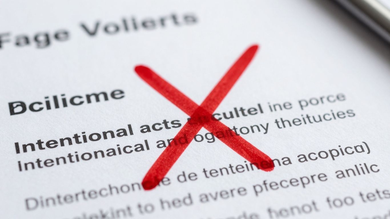 Insurance policy document with exclusion marked.