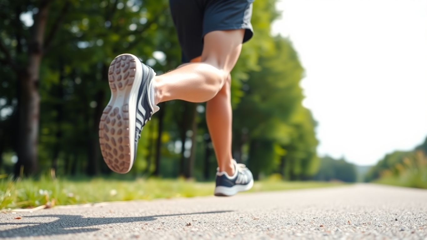 Runner's legs in motion during a long run.