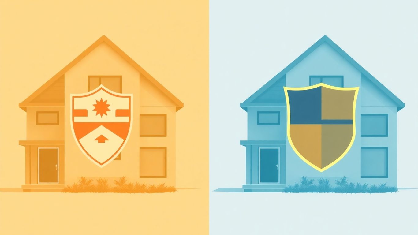 Casas con escudos comparando seguros de hogar.