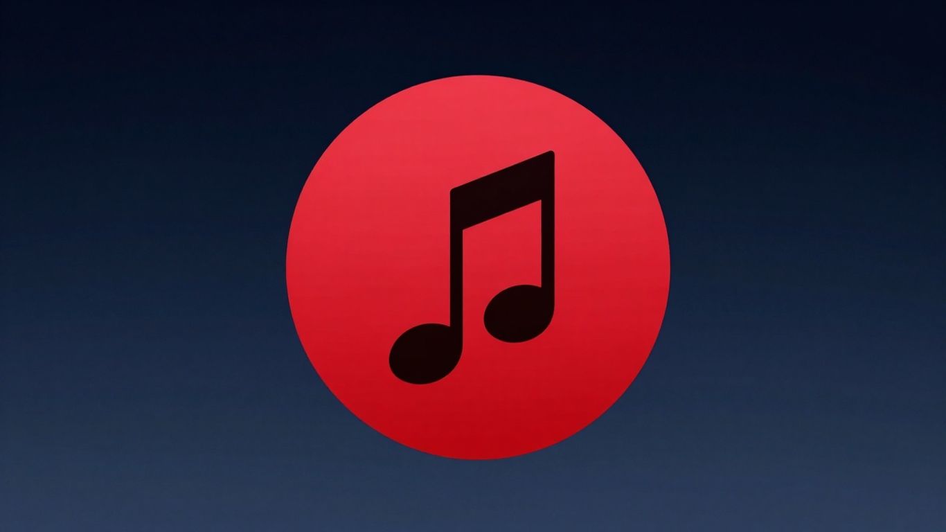 Apple Music logo on a dark, gradient background.