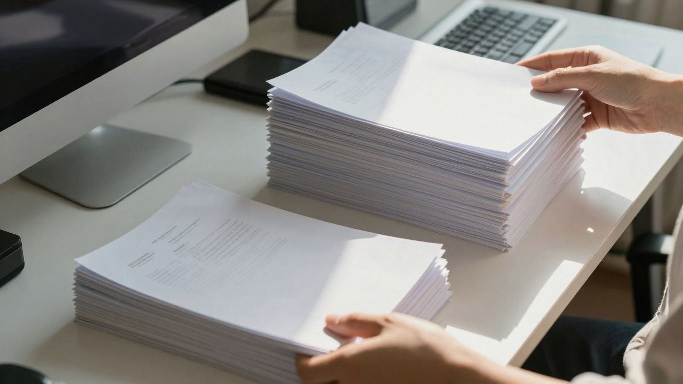 Persoană organizând biroul pentru claritate mentală.