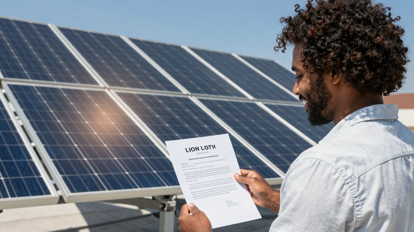 Close-Up Of A Digital Tablet Displaying A Solar Loan Roi Calculator With Current 2026 Interest Rate Projections.