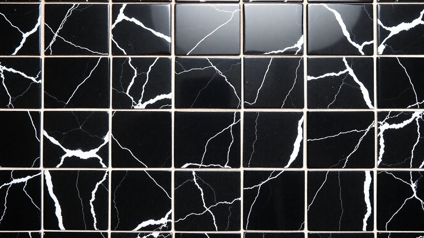 Nero Marquina hexagon marble mosaic wall pattern
