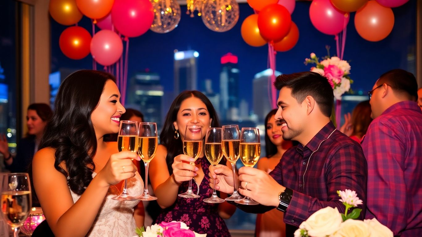 Couple celebrating engagement party in Dallas.