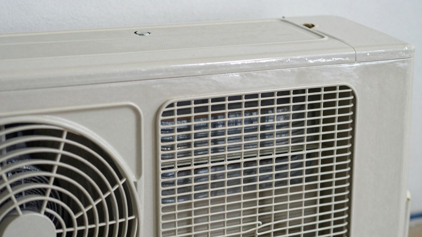Saubere Kühllamellen und Spulen einer Split-Klimaanlage.