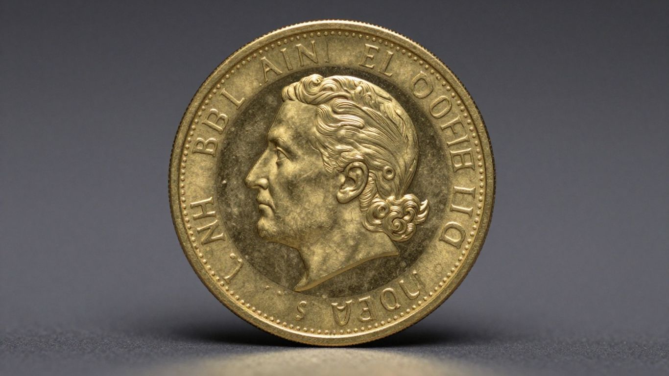Close-up of a pure gold coin.