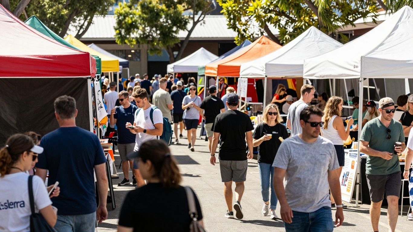 People enjoying a lively outdoor event in Australia.