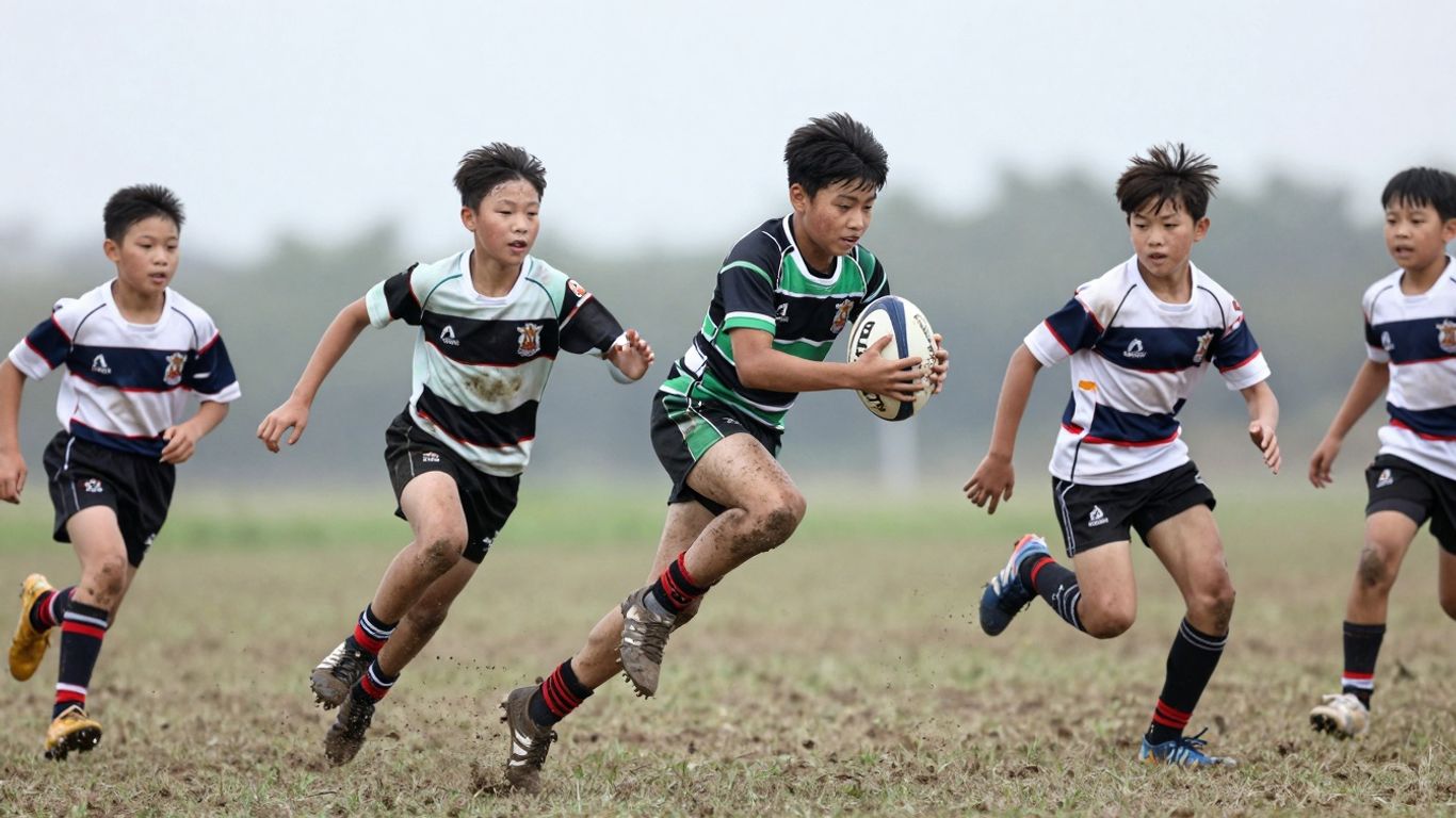 Schoolboy rugby league players in action during a championship game.