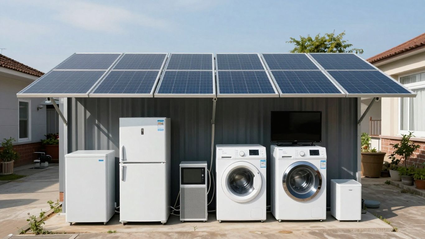 3000w solar panel powering household appliances.