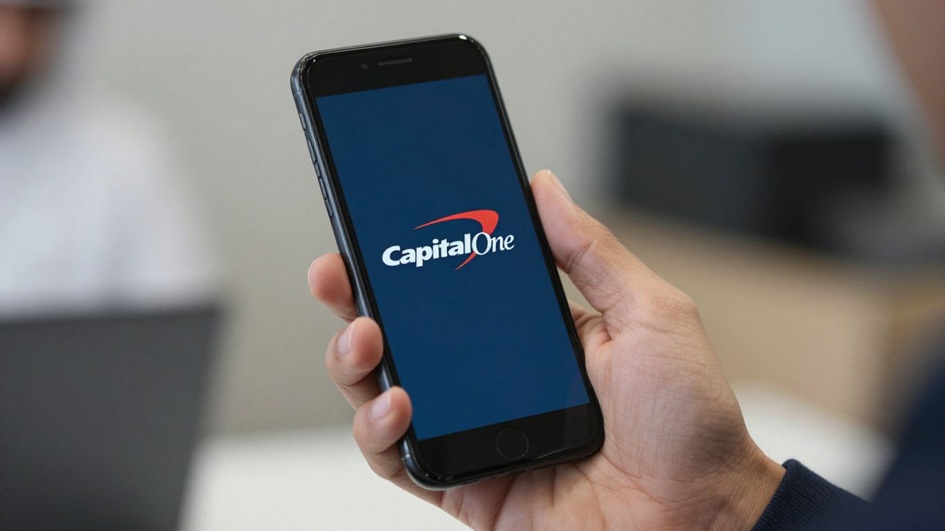 Capital One auto finance contact information on a smartphone screen.