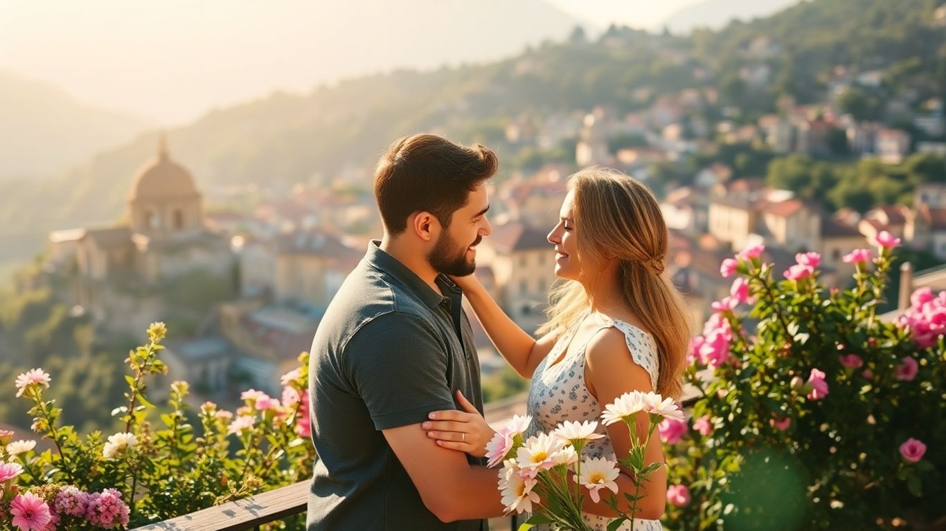 Couple sur une terrasse ensoleillée à Plan-de-Cuques