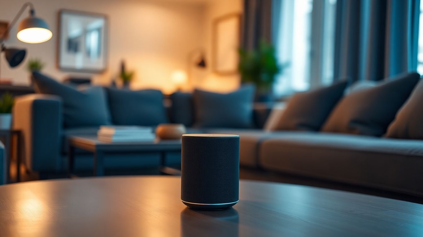 Ghid Complet: Cum Alegi Cele Mai Bune Sisteme Smart Home în 2025 1 Asistent vocal Alexa într-o cameră inteligentă.