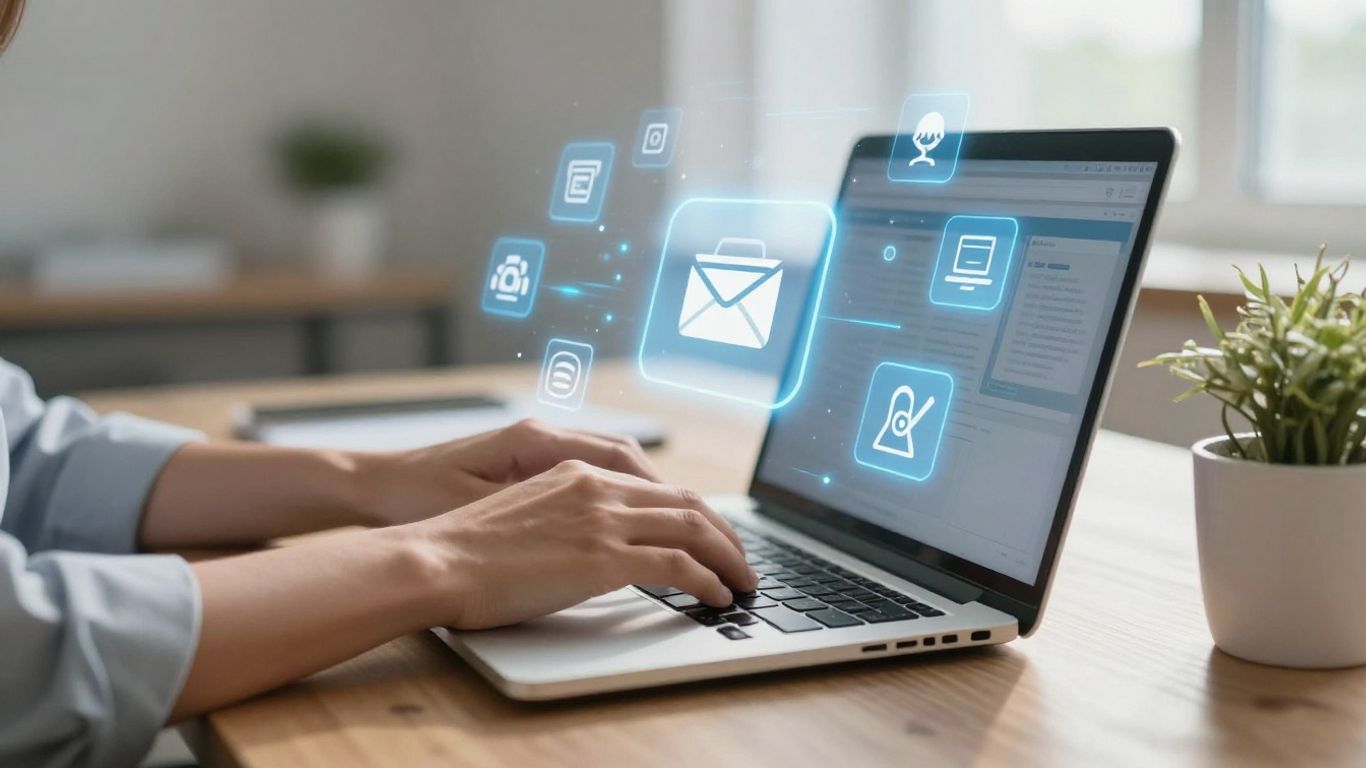 Manager freelance travaillant sur son ordinateur portable.