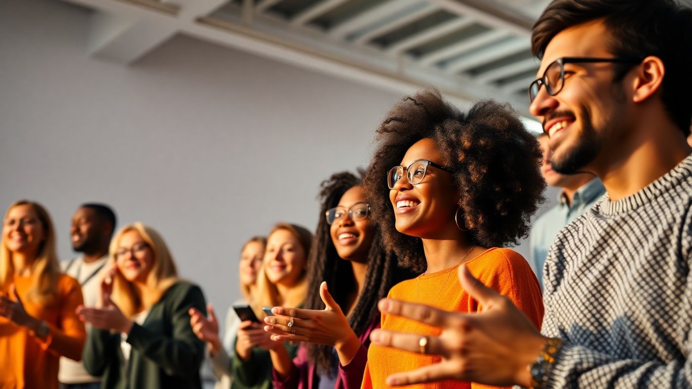 People learning digital marketing, looking inspired and focused.