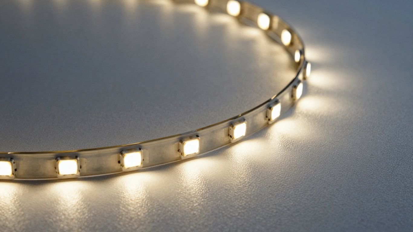 Warm white LED strip glowing softly.