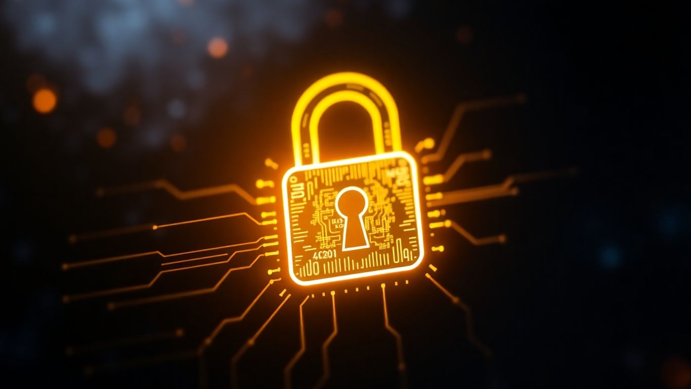 Digital padlock icon symbolizing security in technology.