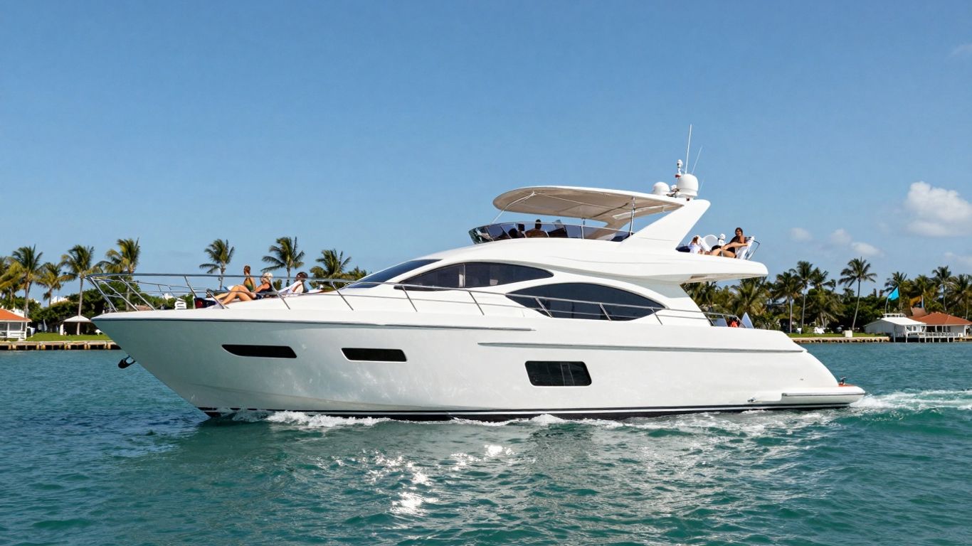Miami yacht rental on sunny turquoise waters.